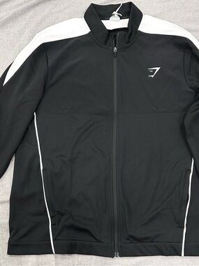 Gymshark Black and White Full‑Zip Performance Jacket